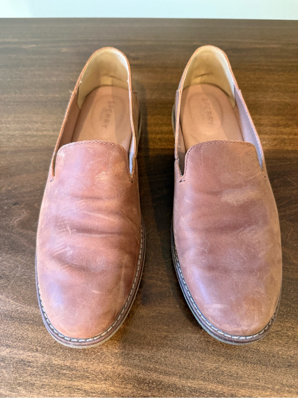 Women’s Sperry Brown Leather Slip-On Loafers- Size 9